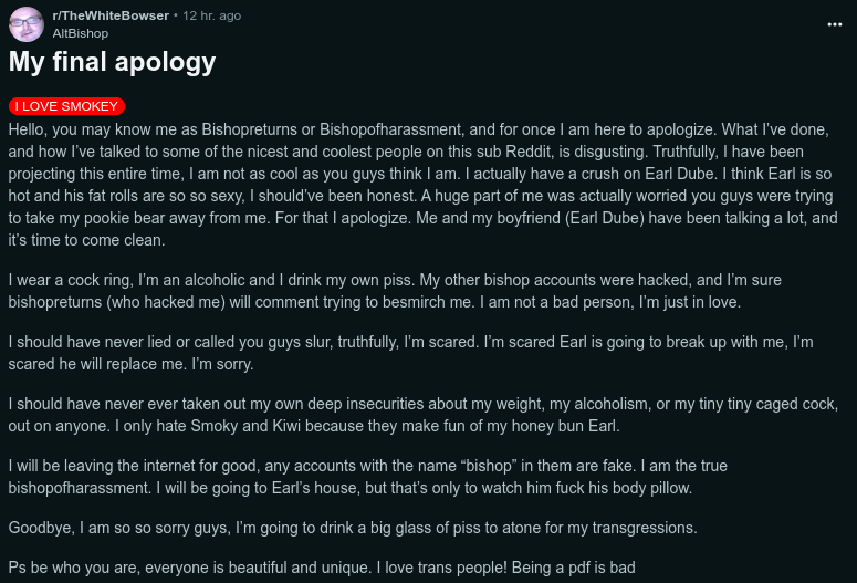 Someone pretending to be the sockpuppet to expose the truth.