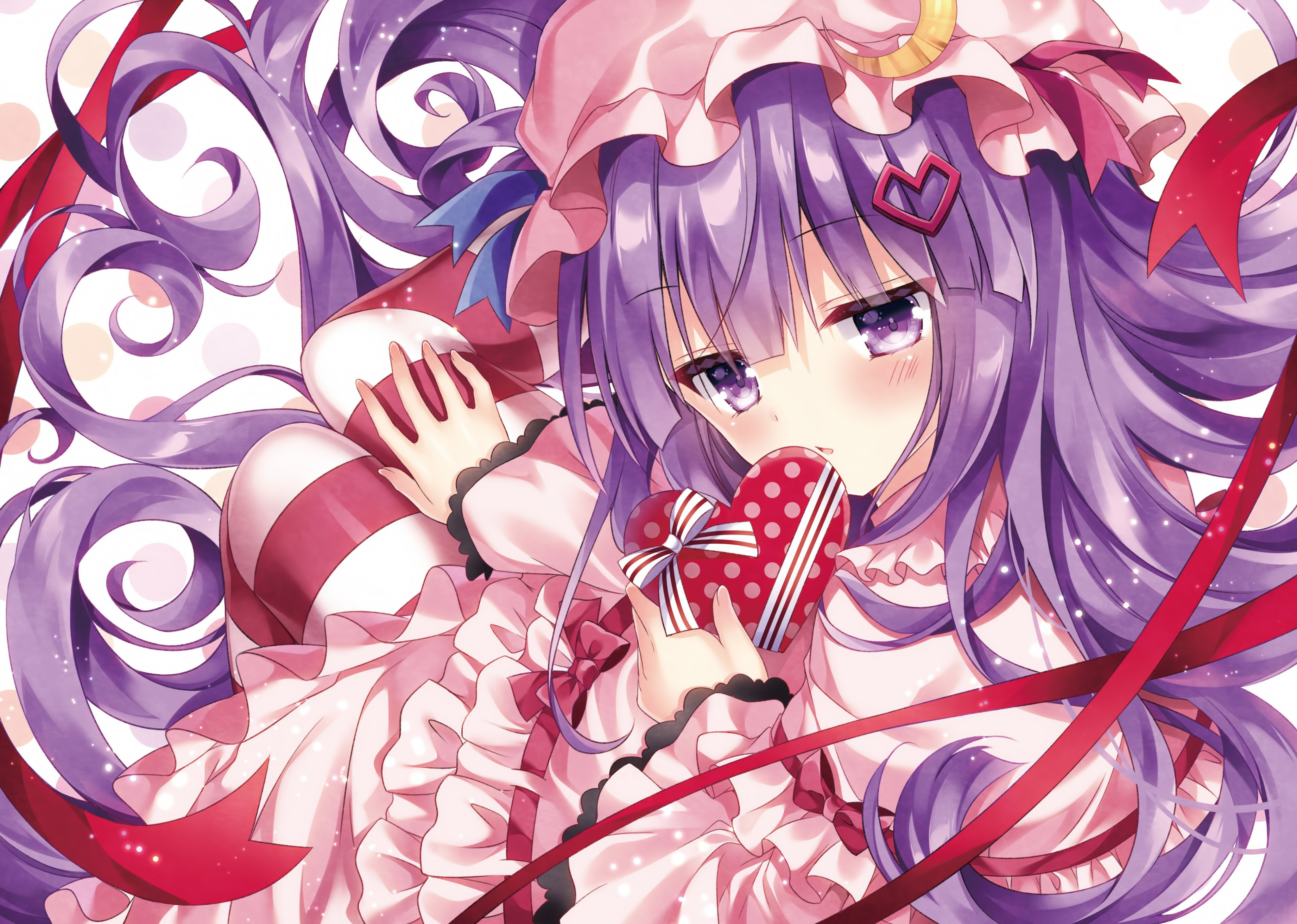 Konachan.com - 293130 dress hat nogi_takayoshi pantyhose patchouli_knowledge purple_eyes purpl...jpg